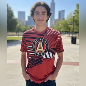 Atlanta United FC MLS Soccer Jersey - Red/Black Geometric Print | Large (14-16)